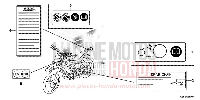 CAUTION LABEL for CRF150R "Big wheels" EXTREME RED (R292) from 2018